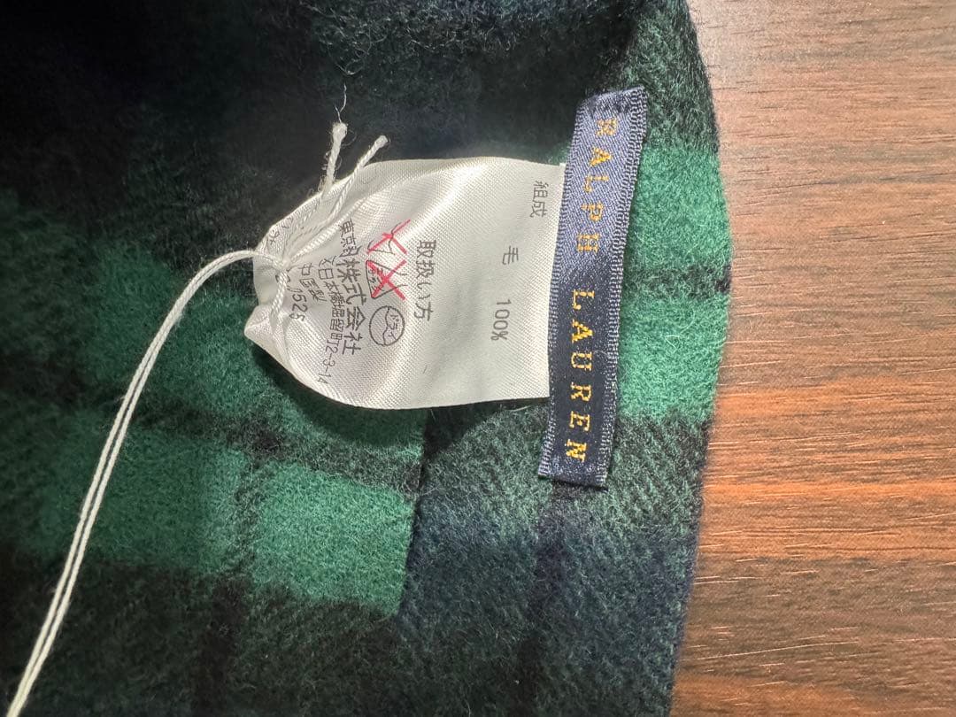 新品 Ralph Lauren ウール100% チェック柄 ストール 膝掛け