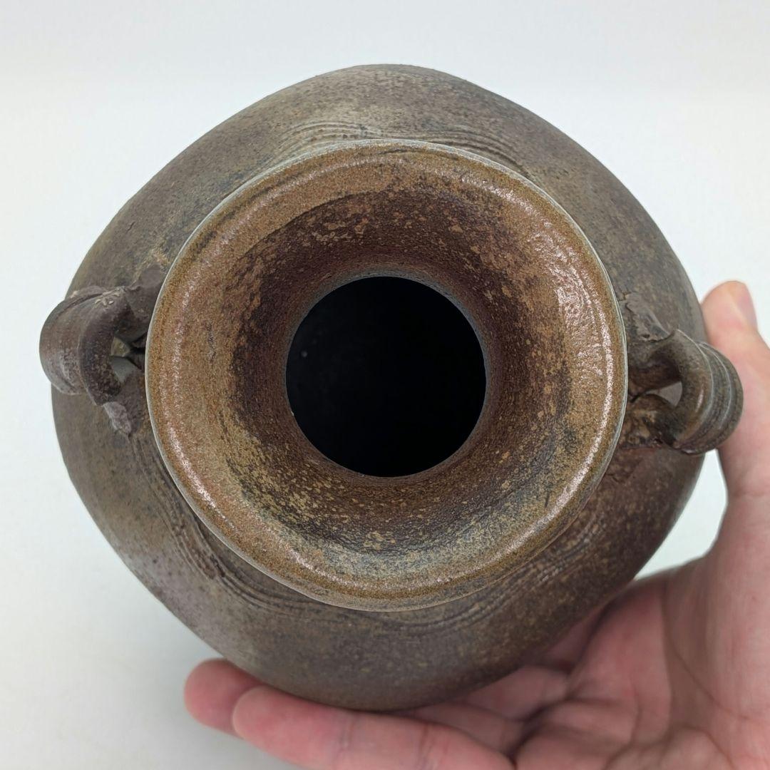 備前焼 扁壺 扁壷 花器 フラワーベース 耳付花入 花瓶 花生 置物 華道具