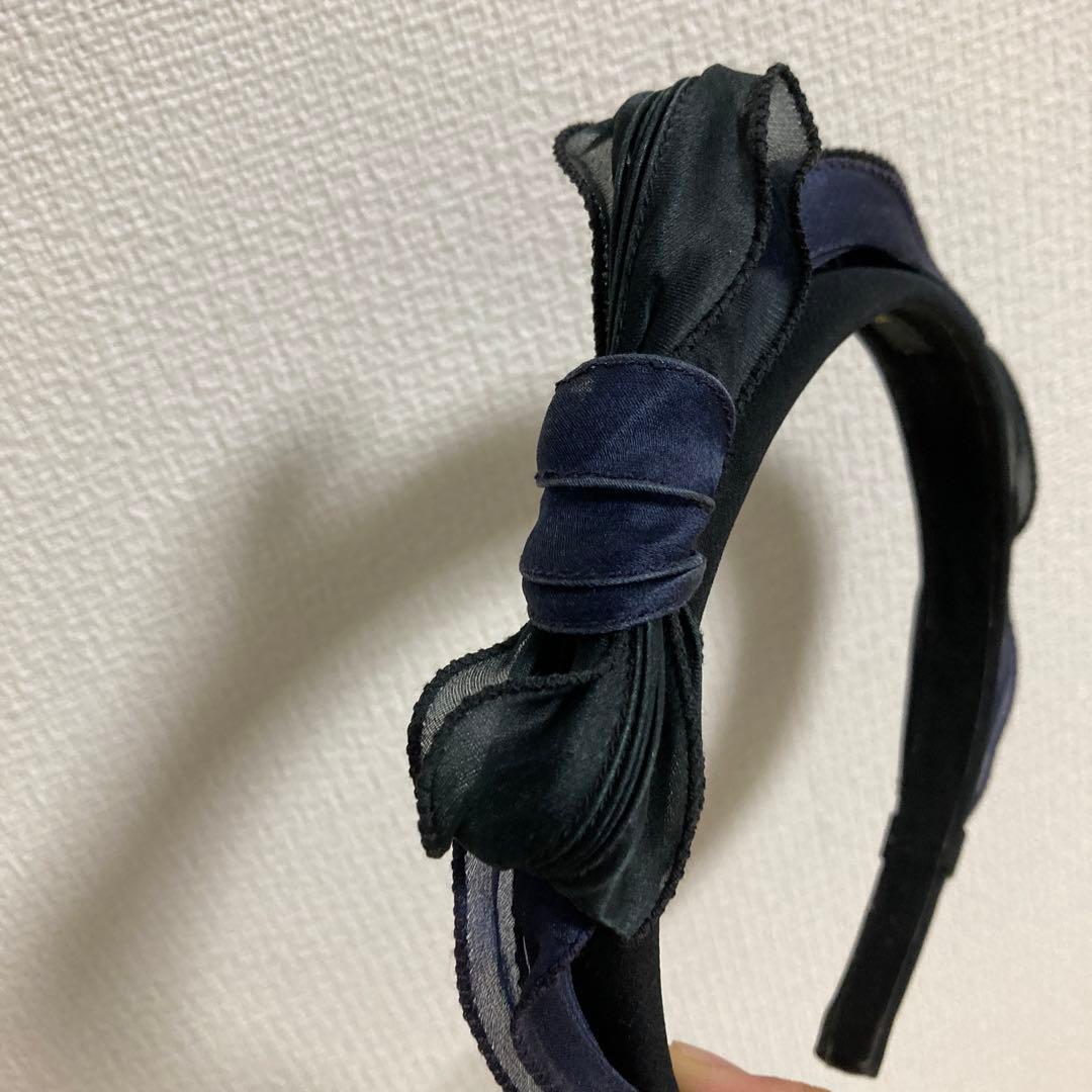 acca ネイビー リボン付きヘアバンド