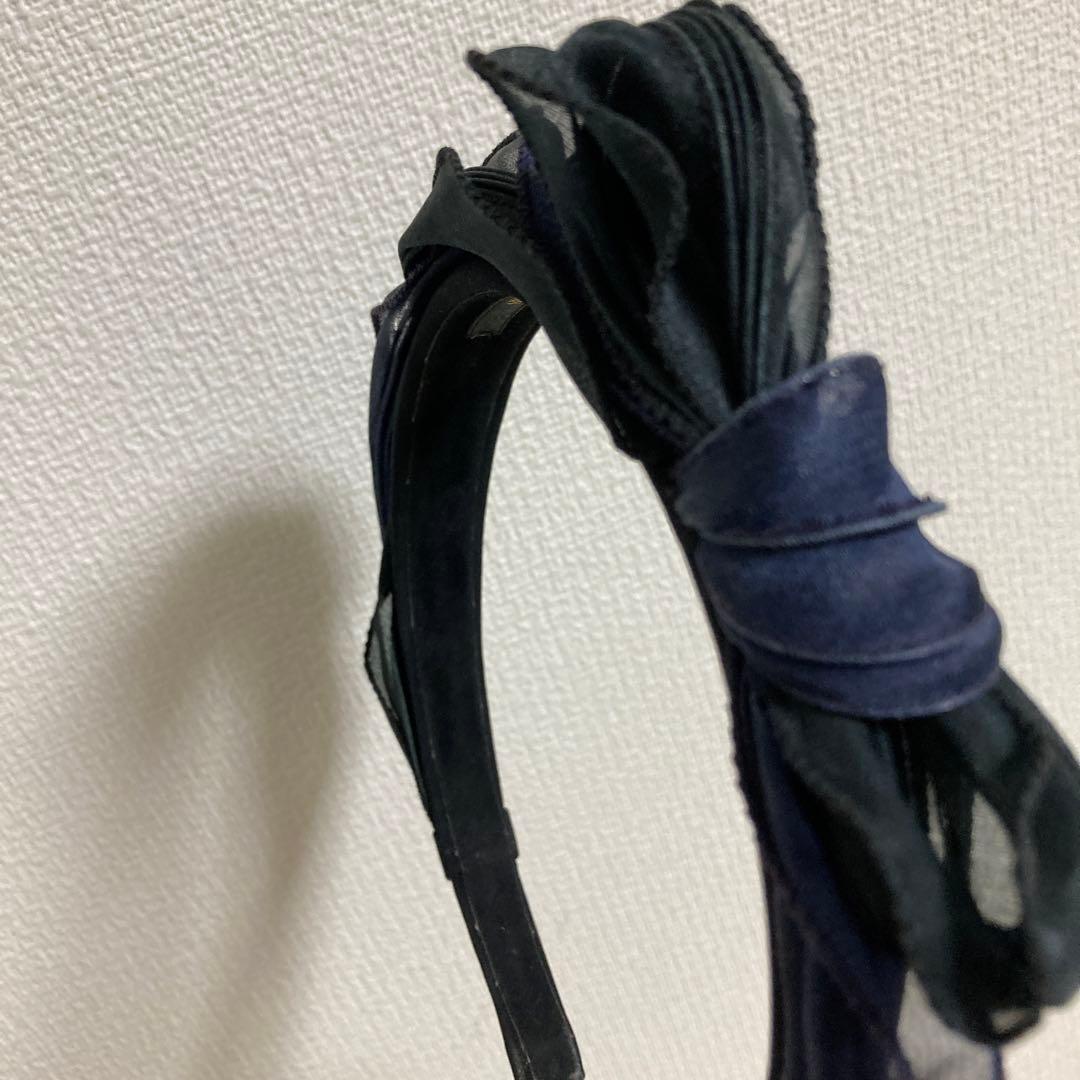 acca ネイビー リボン付きヘアバンド