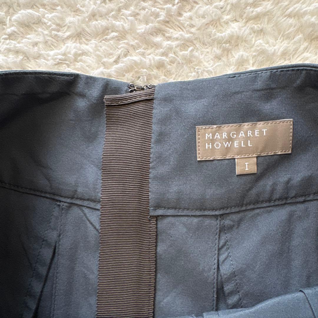 マーガレットハウエル　21AW シルクコットンポプリンスカート　ブルーグレー