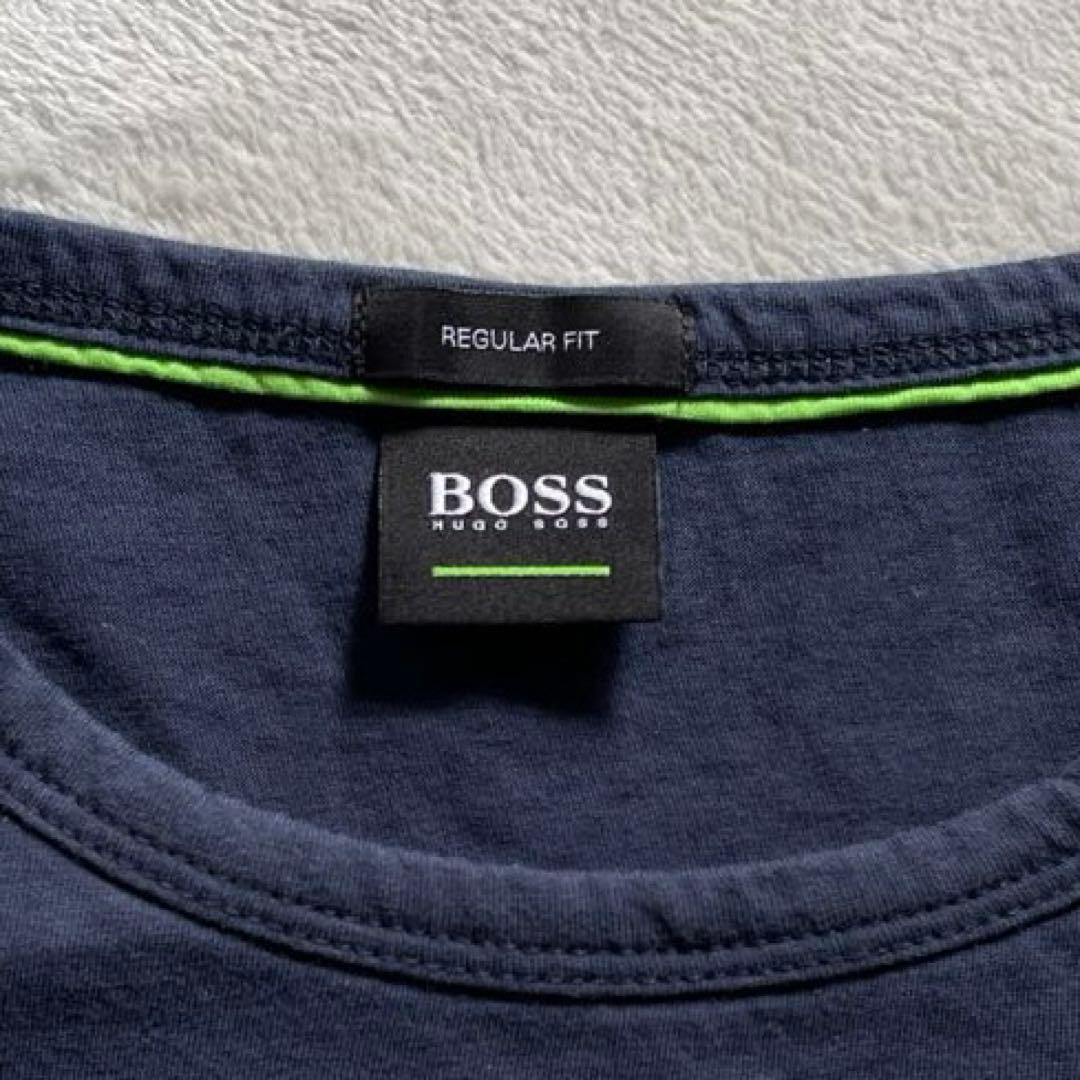 BOSS ヒューゴボス【S-M相当】立体ロゴ 綿100％ ネイビー／半袖Tシャツ