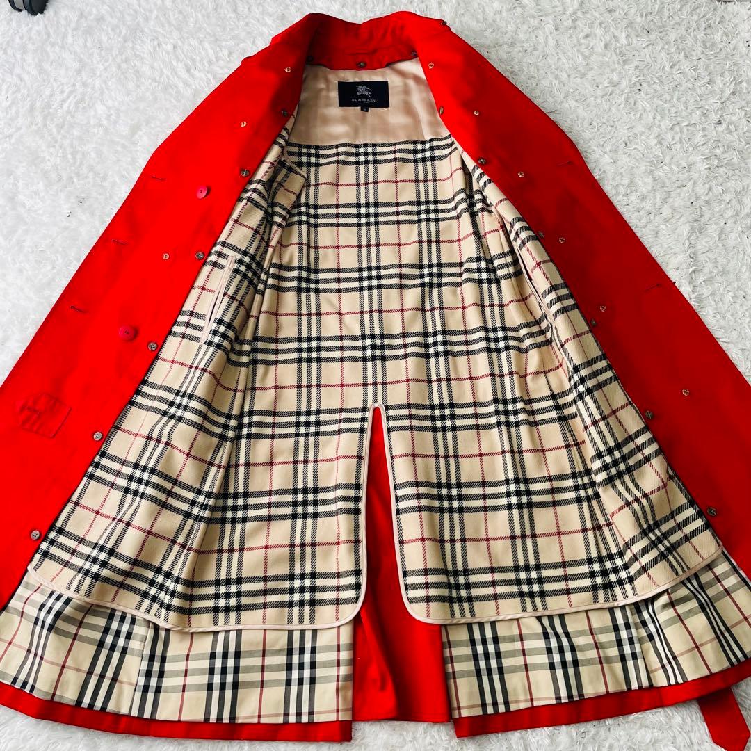 極美品　BURBERRY LONDON トレンチコート 赤 ノバチェック 38
