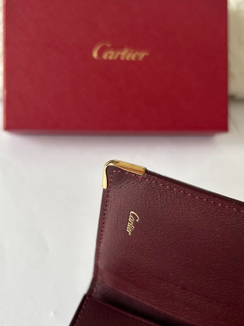 Cartier カルティエ　バーガンディ レザー 名刺入れ　カード入れ