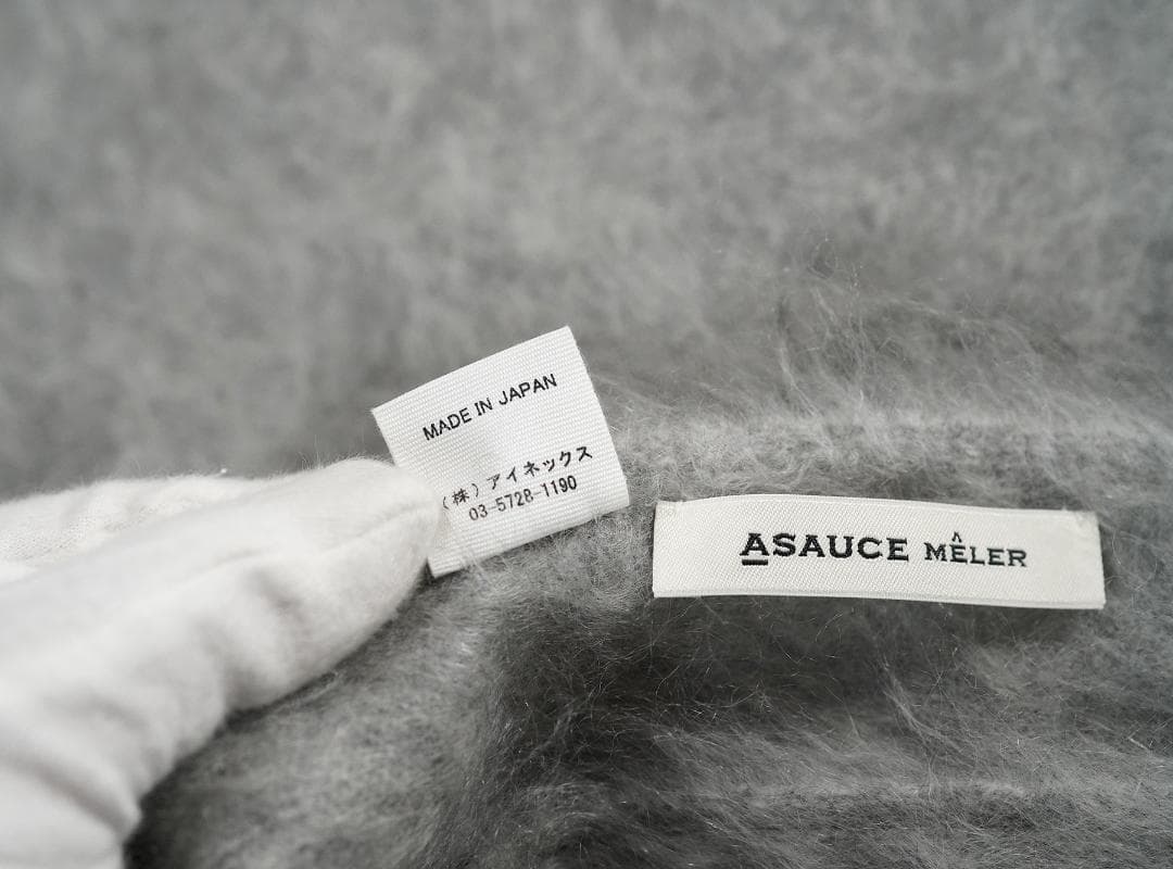 ASAUCE MELER カシミヤ ファーニット ストール 大判 ライトグレー