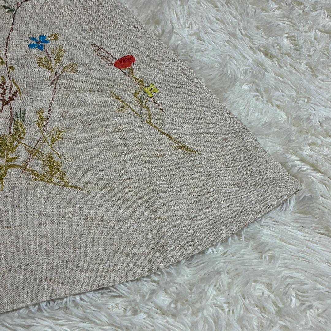【美品】45R フォーティーファイブアール　綿麻のツイード刺繍スカート
