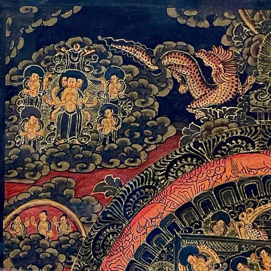 チベット手描き曼荼羅仏画　額装品