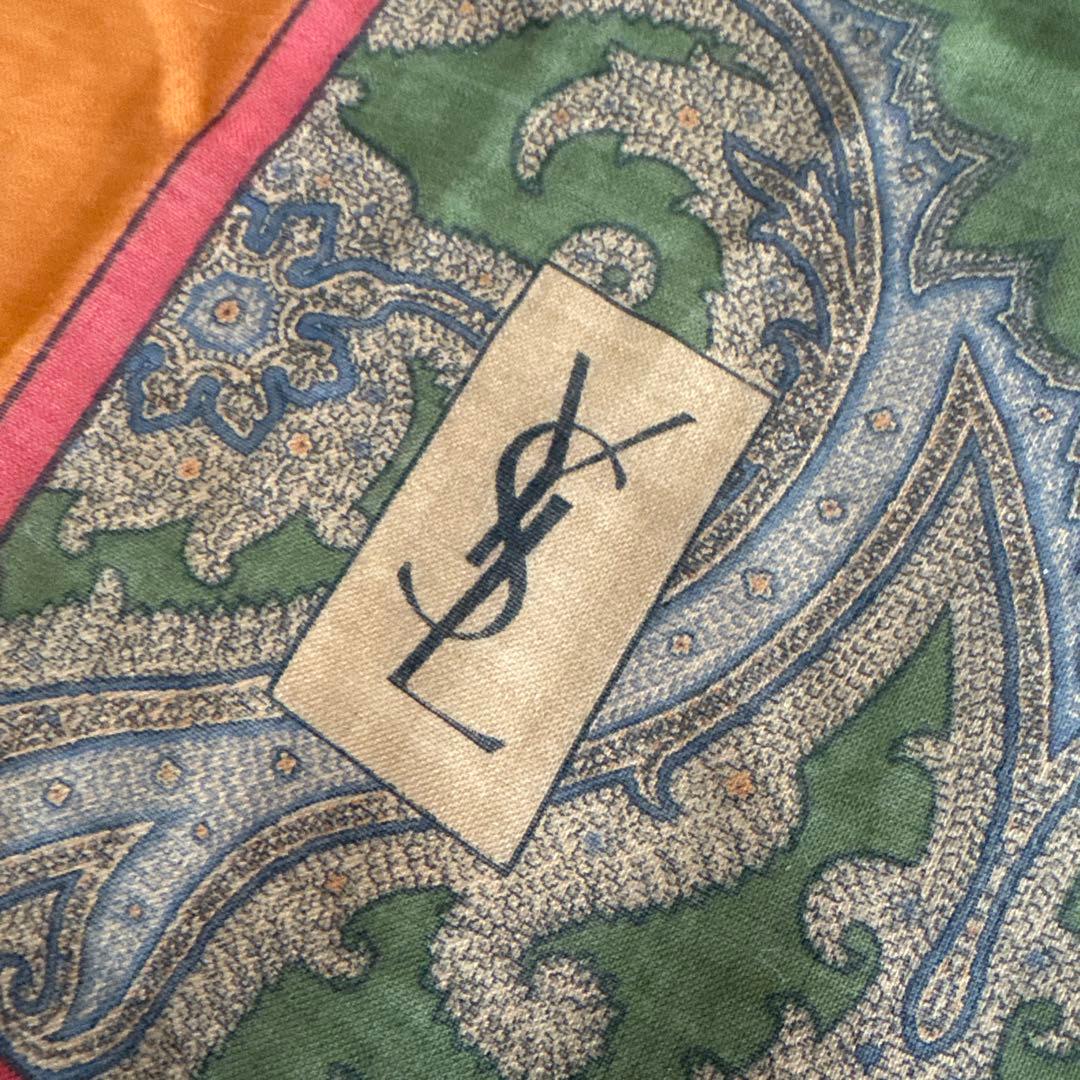 イタリア製　イヴサンローラン　カシミヤ＆シルク　ショール　YSL ペイズリー