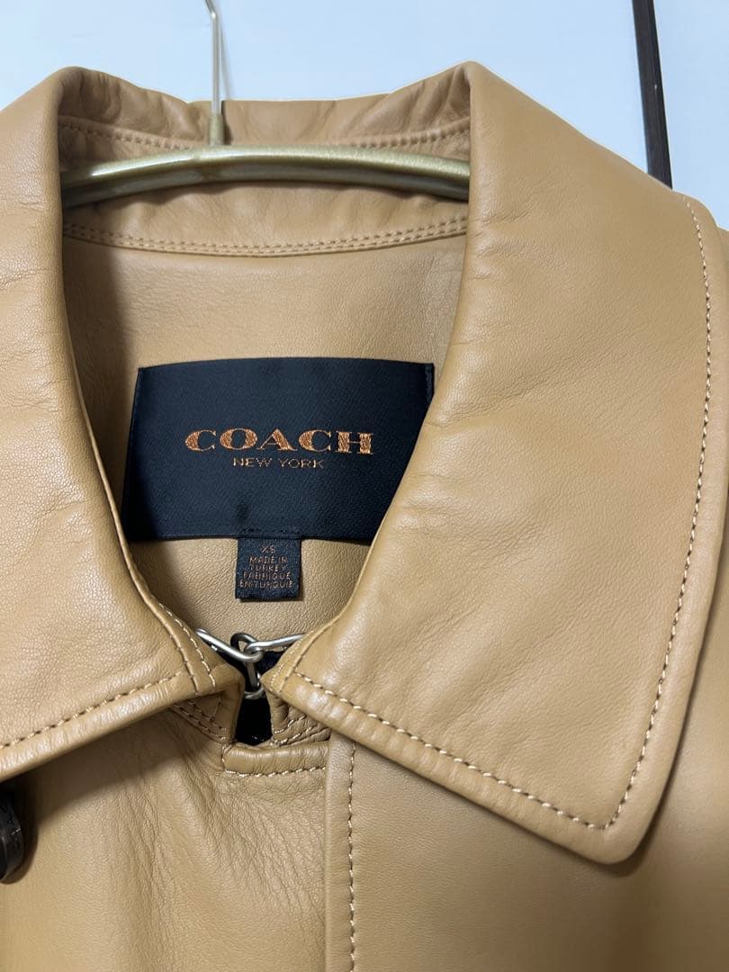 COACH コーチ　ベージュ レザー　トレンチコート