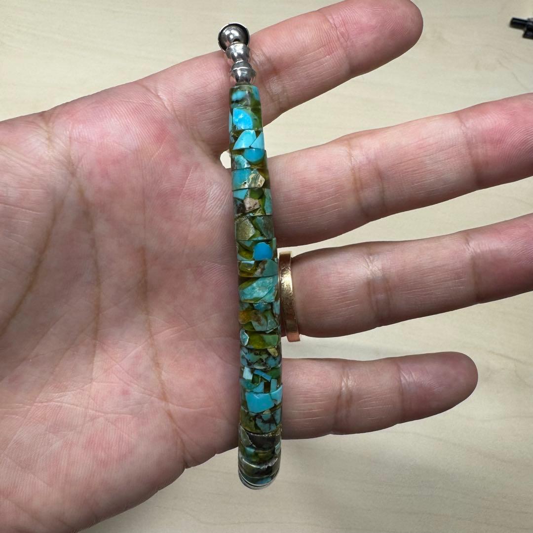 【ナバホ族刻印】 Sterlingターコイズビーズネックレス