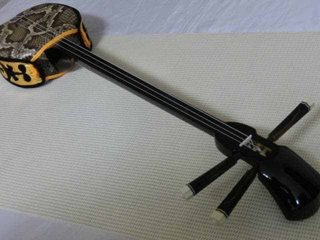 初心者にもおすすめのエレキ三線（蛇本皮強化張り）セット　新品未使用品