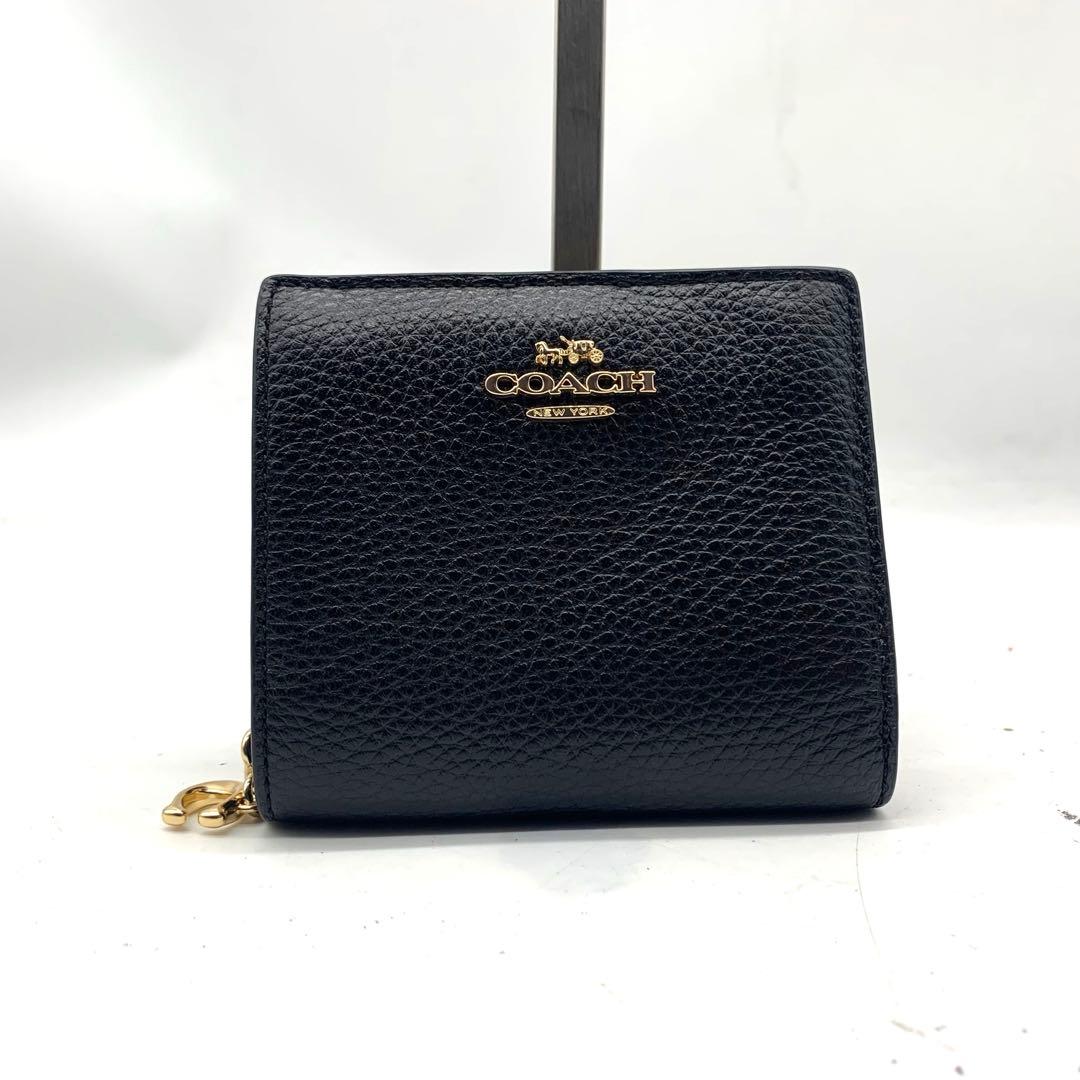 未使用級　COACH ２つ折りレザー財布　シボ革　ウォレット