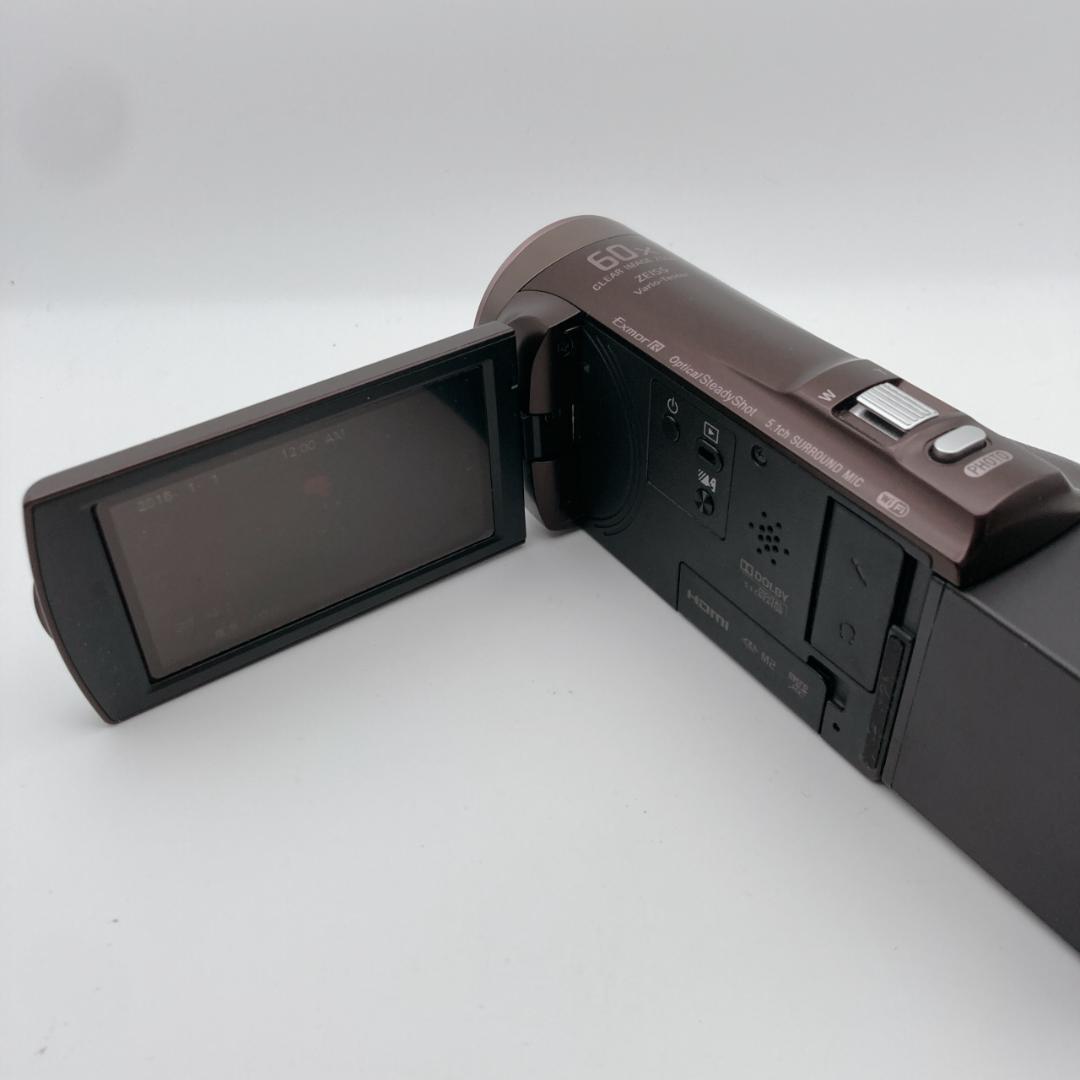 実写有【美品】SONY ビデオカメラ HDR-CX480 新品バッテリー付 茶色