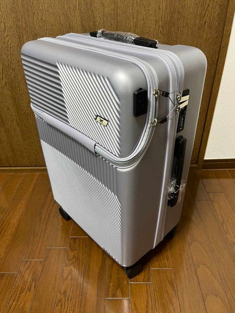 新品 スーツケース フロントオープン USBポート付 カップホルダー付 63L
