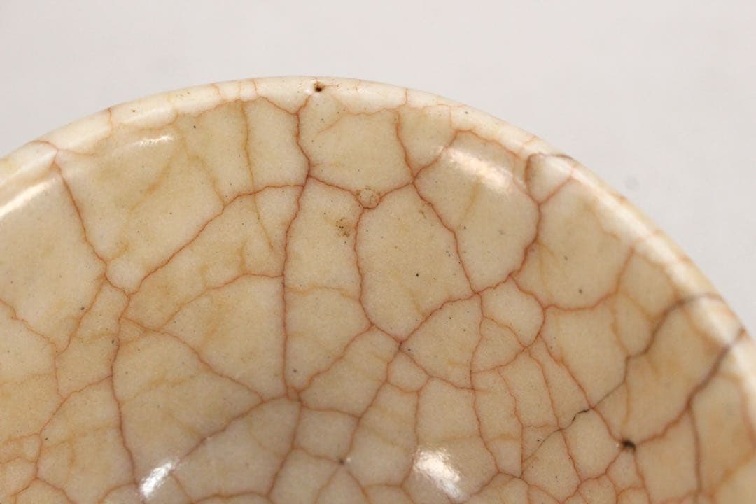 No5081 貫入楕円耳付小鉢　茶道具　煎茶　湯冷まし　陶磁器　古美術　送料無料