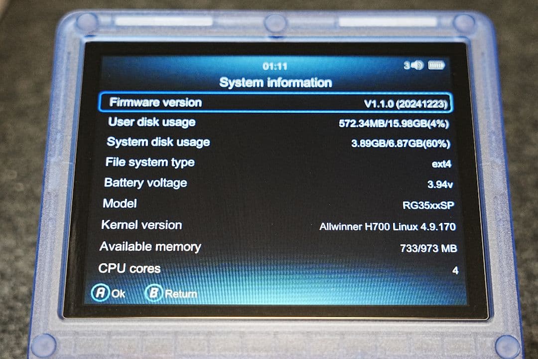 ANBERNIC RG35XXSP クリアブルー microSD 64GB付属