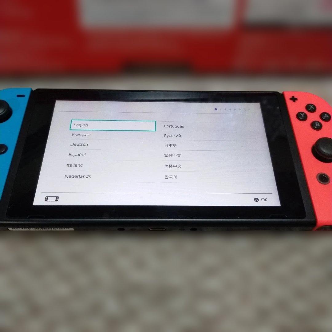 ★箱付完動品★NintendoSwitchネオン中古品（非純正コントローラー付）