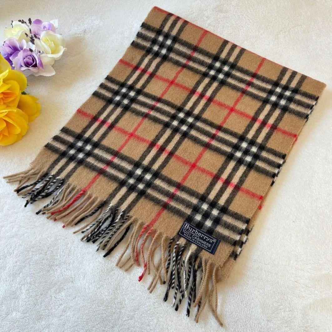 極美品✨　Burberry チェック柄　マフラー カシミヤ　ベージュ