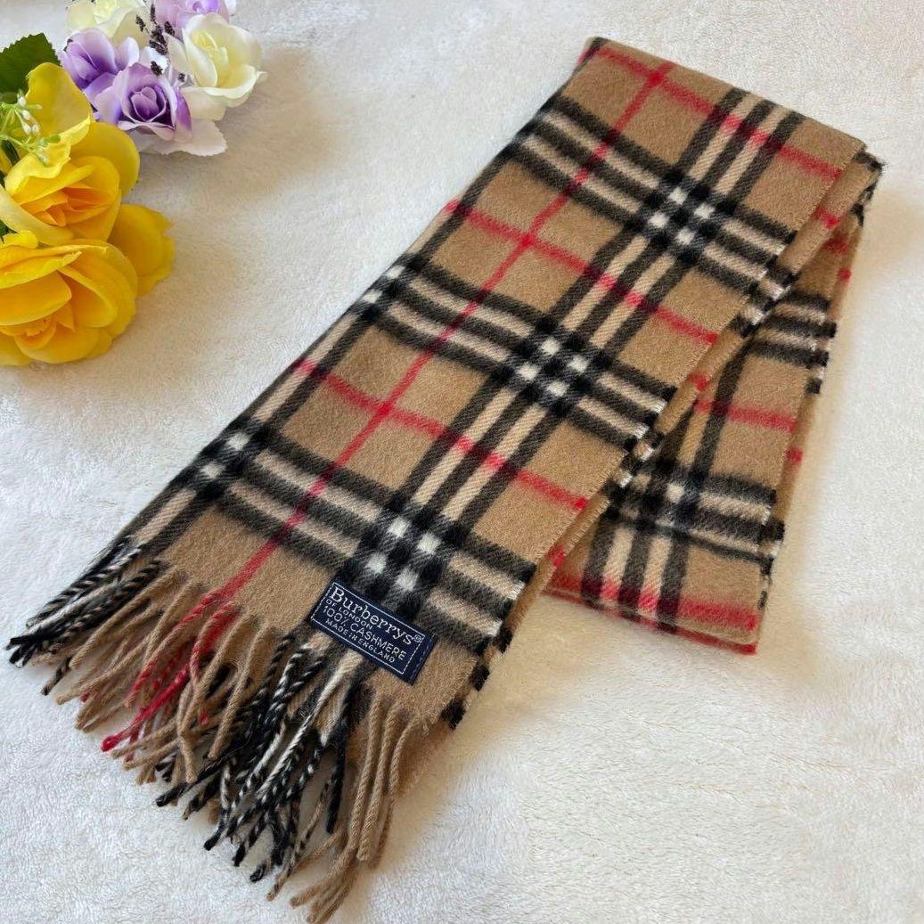 極美品✨　Burberry チェック柄　マフラー カシミヤ　ベージュ