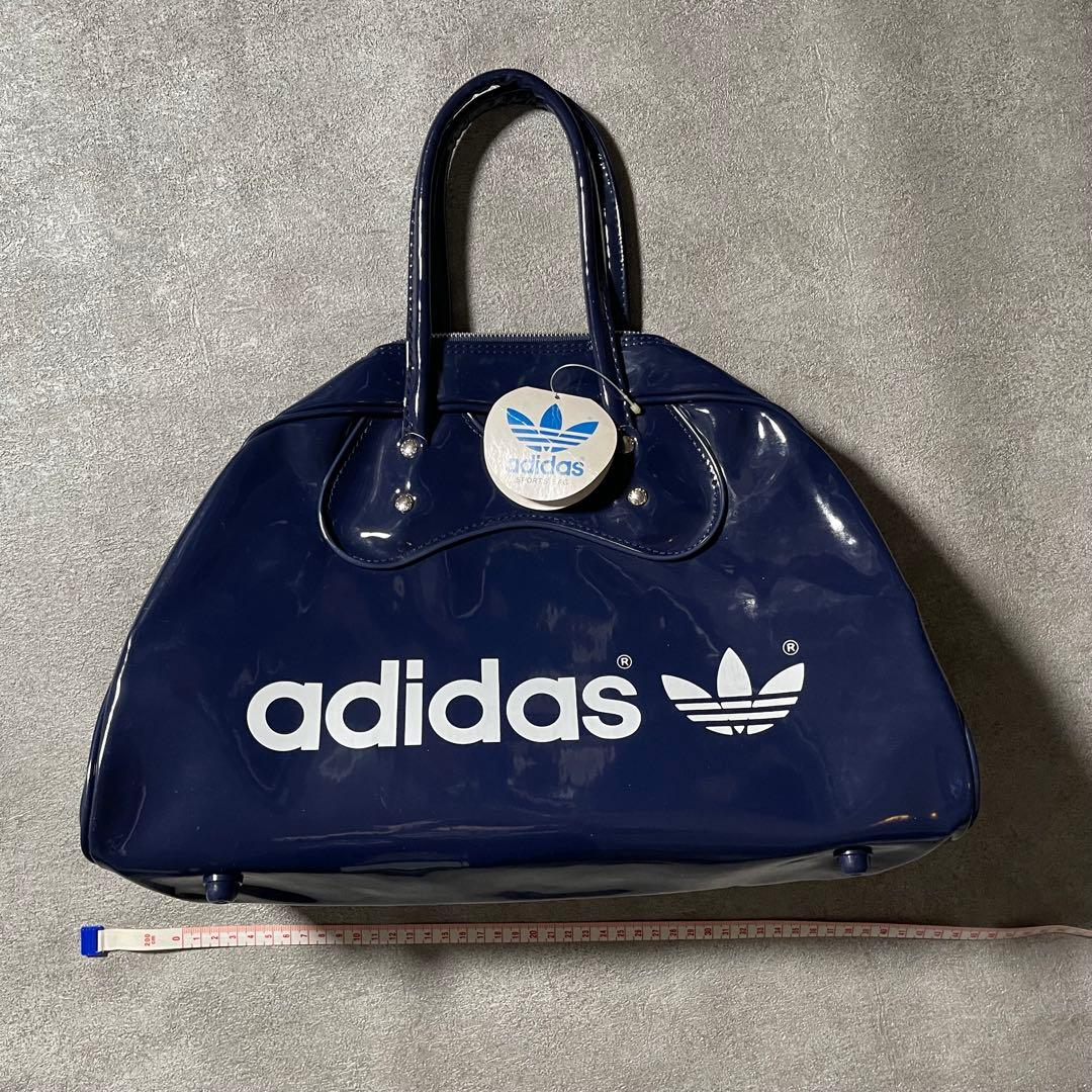 【タグ付き】80s adidas エナメルボストンバッグ ヴィンテージ ネイビー