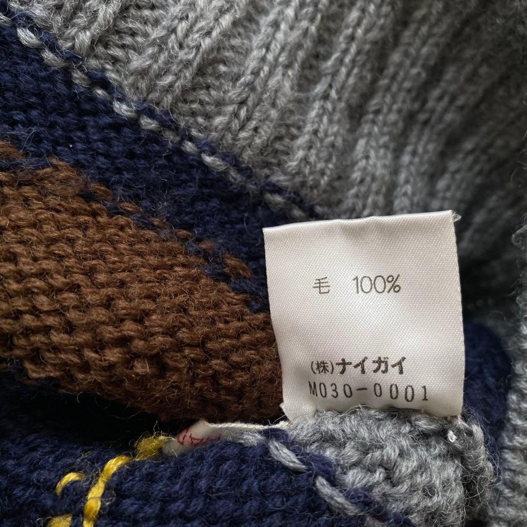 レトロ 立体 刺繍 ポンポン ニット カーディガン 古着 昭和 ビンテージ