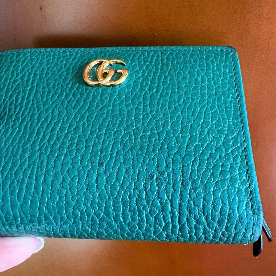 GUCCI 二つ折りウォレット　グリーン　ミニ財布
