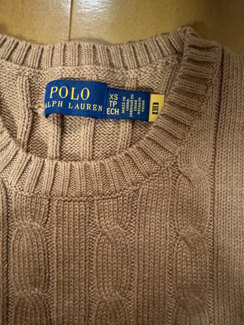 Polo Ralph Lauren ケーブルニット 半袖Tシャツ ベージュ