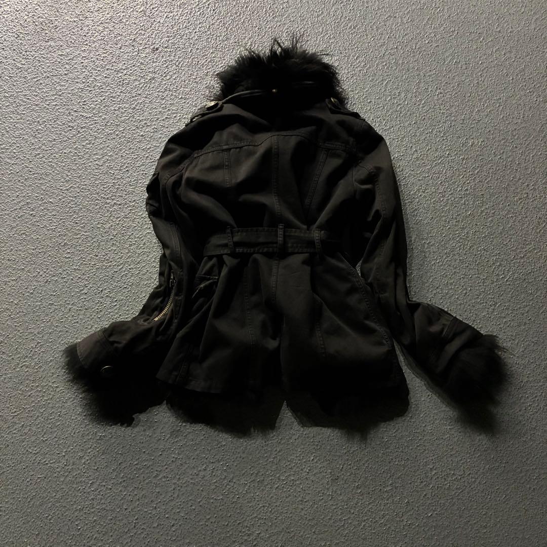 SLY Raccoon Fur Military Jacket Y2K ギャル