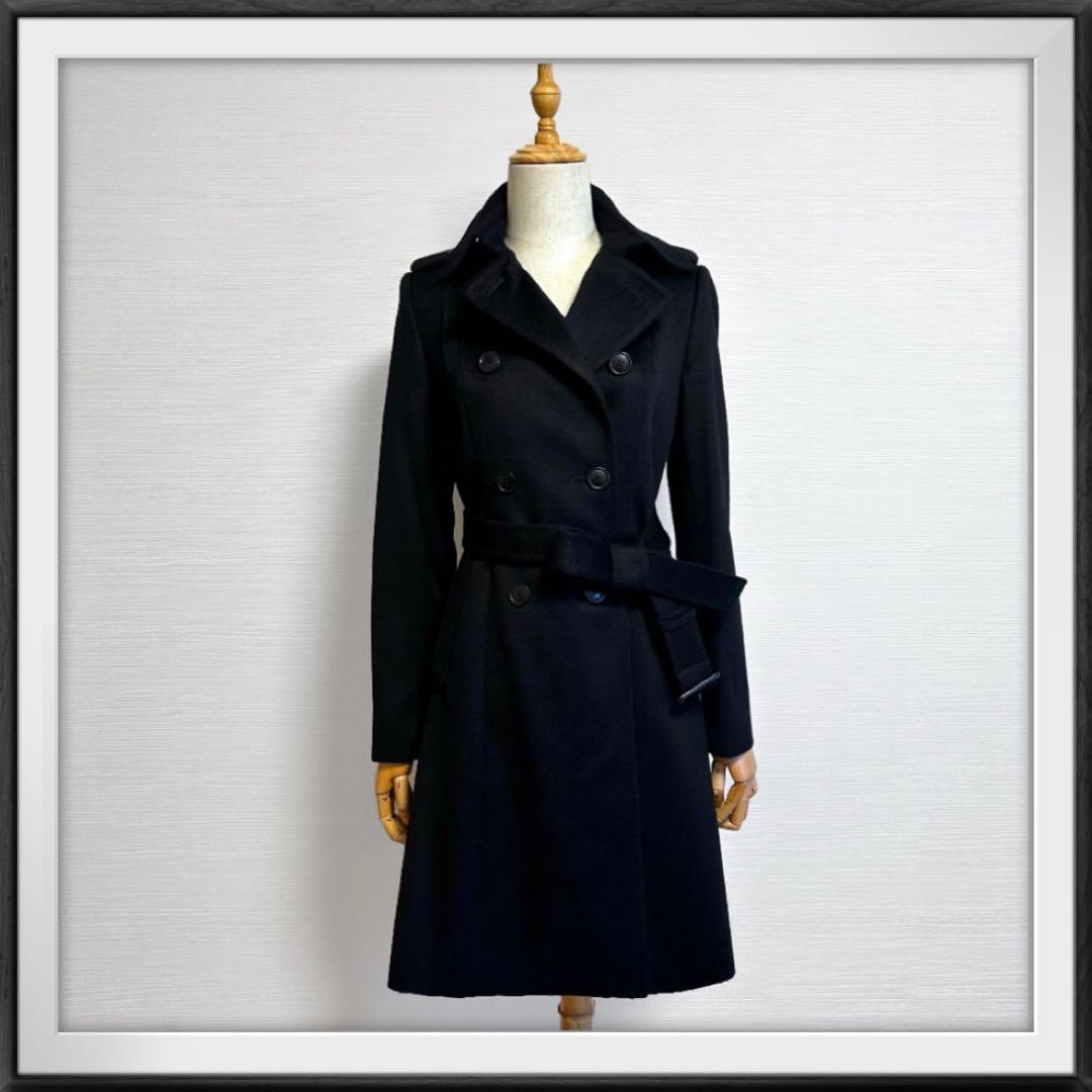 新品☆ANAYI アナイ 濃密ブラック・カシミヤ100%トレンチコート☆36