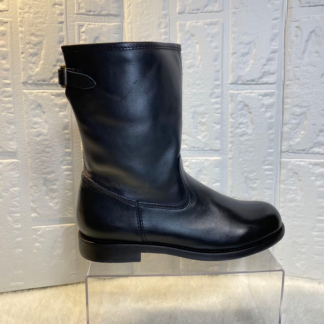 【美品】LOISIR レザーブーツ ブラック バックル付き L 24.5cm