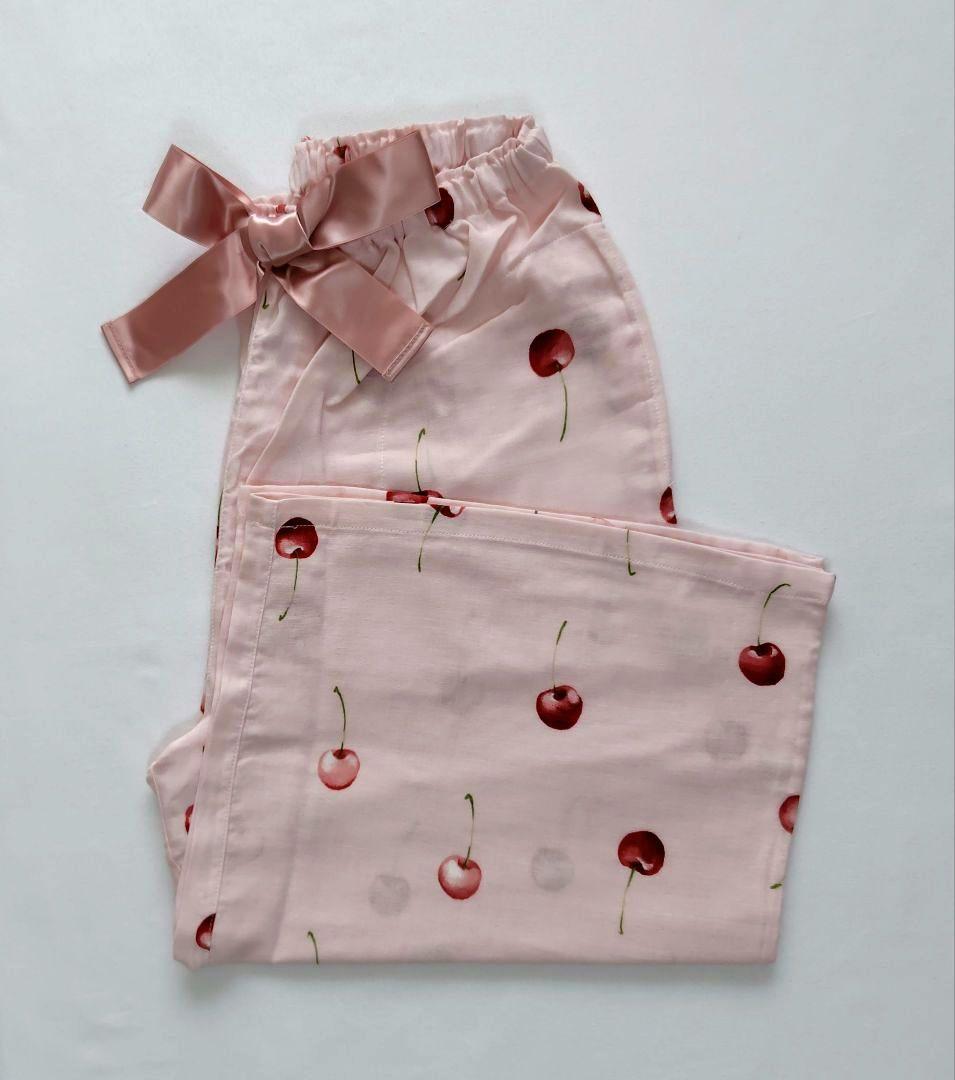 新品・ナルエームーンタン　ダブルガーゼ　チェリーフリルルームウェア