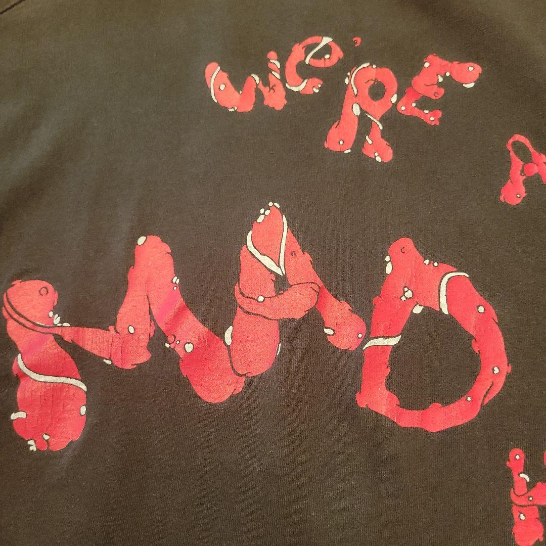 90s チェシャ猫Tシャツ 黒　不思議の国のアリス　M