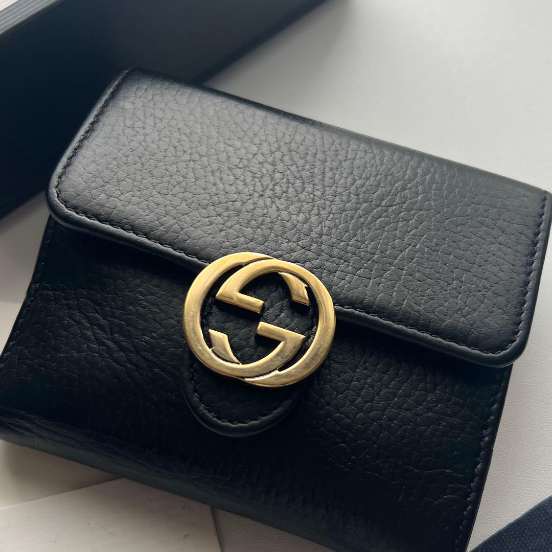 163 極上美品 GUCCI グッチ 2つ折り財布