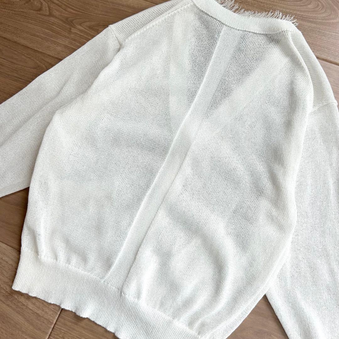 VERMEIL par iena ペーパーテープヤーン カーデ　白　カーディガン