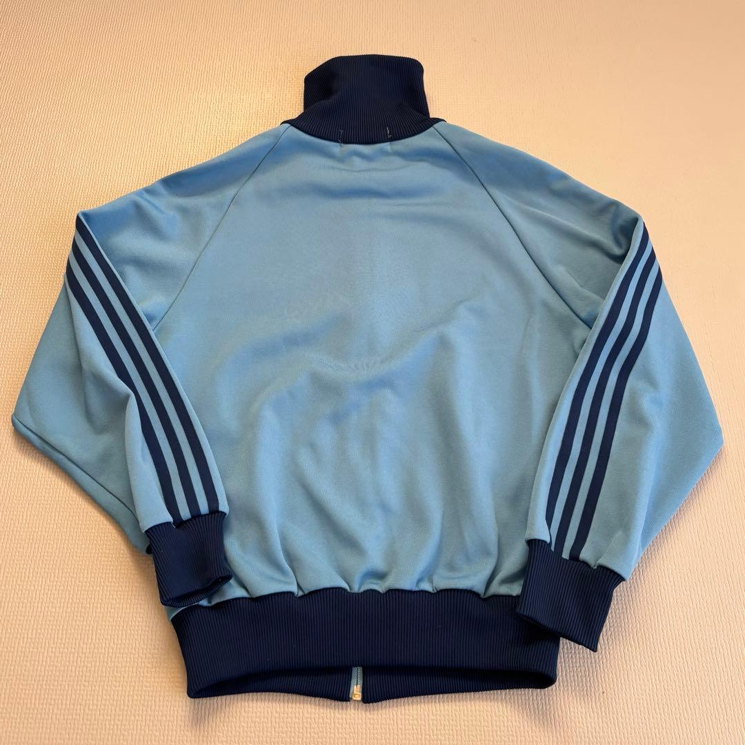【デサント製】70s 80s アディダス トラックジャケット ジャージ 水色 紺