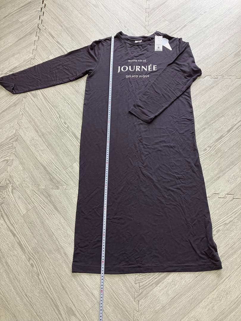 【新品】インレイ ロゴ ワンピース グレー ジェラピケ ルーム ウェア 長袖
