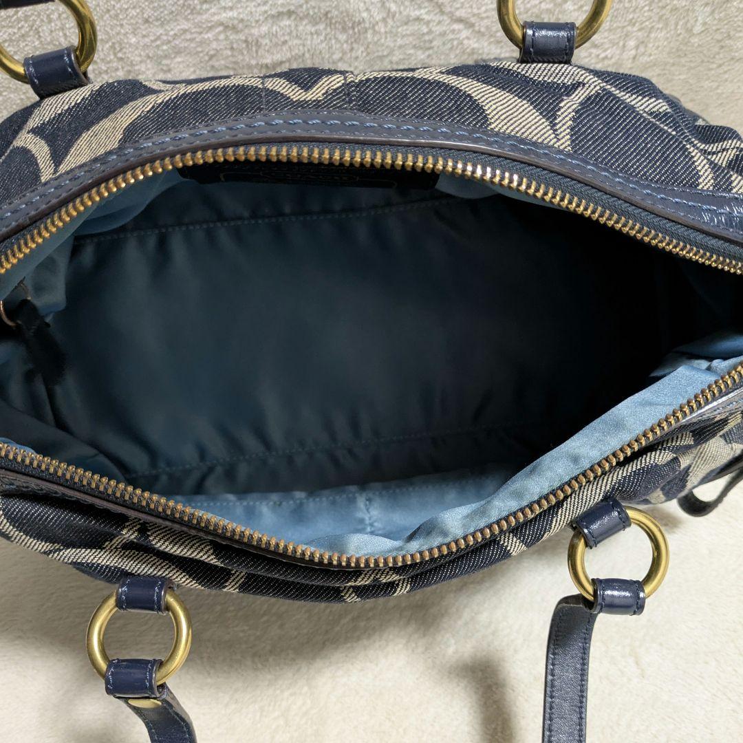 COACH　ミニボストン　シグネチャー　 キャンバス　ネイビー y2k