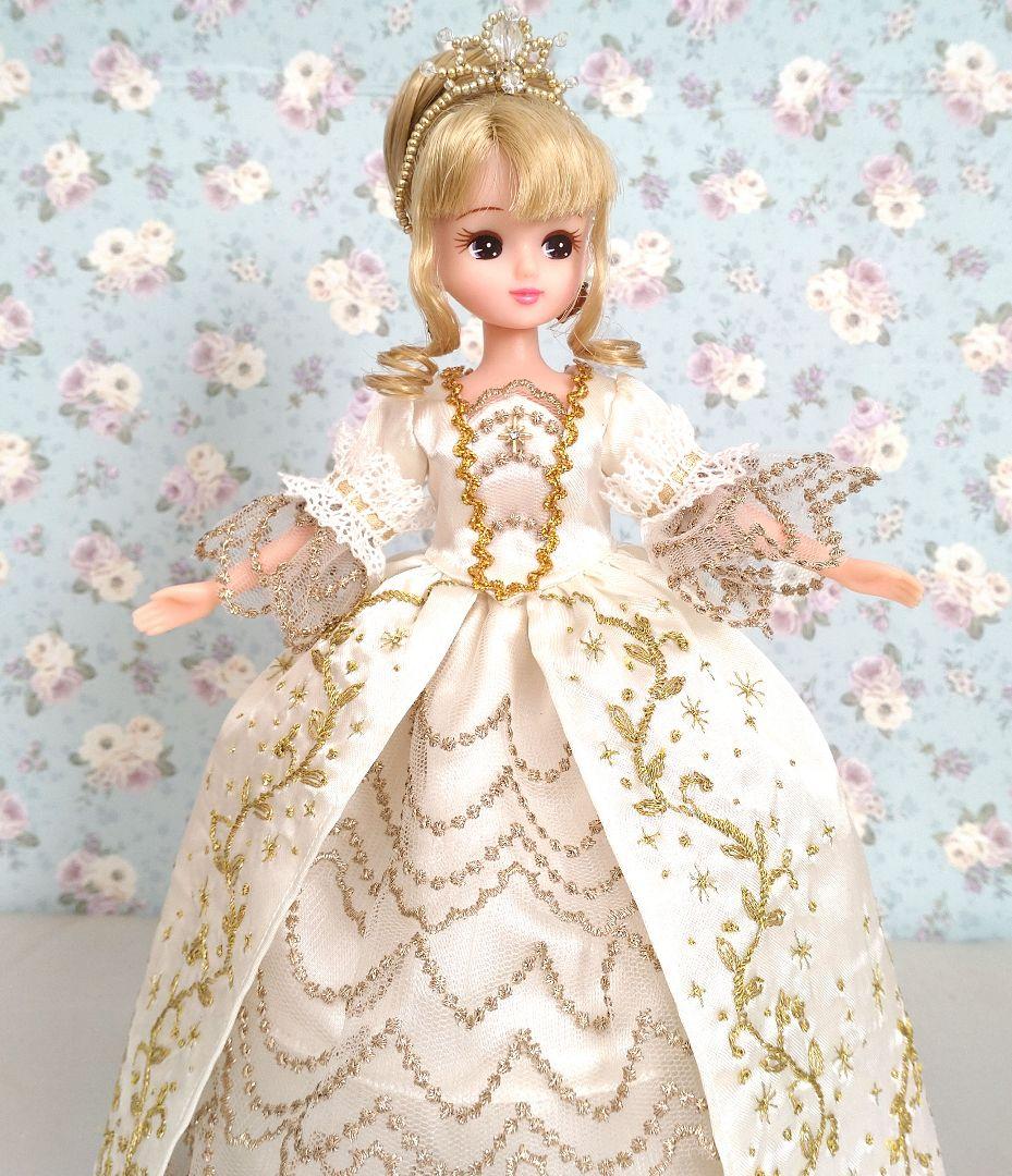 ロココドレス　手刺繍　マリー・アントワネット風　ハンドメイド　アイボリー×金