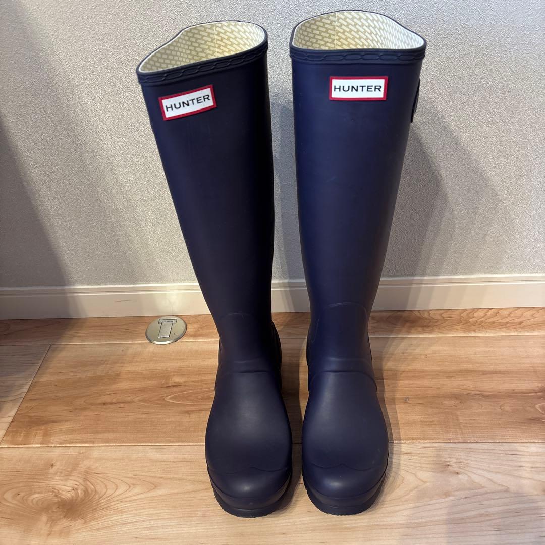 【ほぼ新品】HUNTER ネイビー 長靴 バックル付き