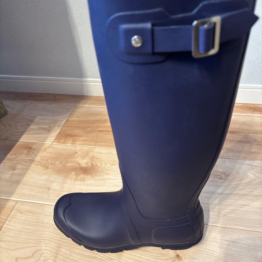 【ほぼ新品】HUNTER ネイビー 長靴 バックル付き