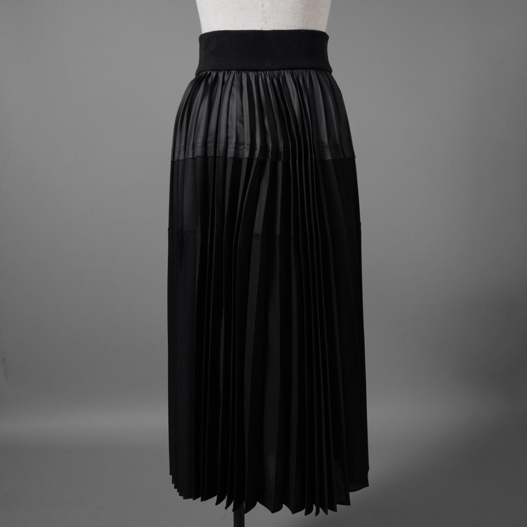 sacai サカイ/ 21SS / 異素材ドッキング プリーツスカート ロング