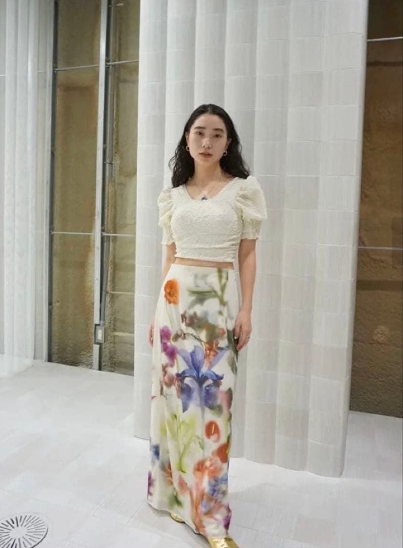 スカート Ameri SMOKE FLOWER SHEER TIGHT SKIRT