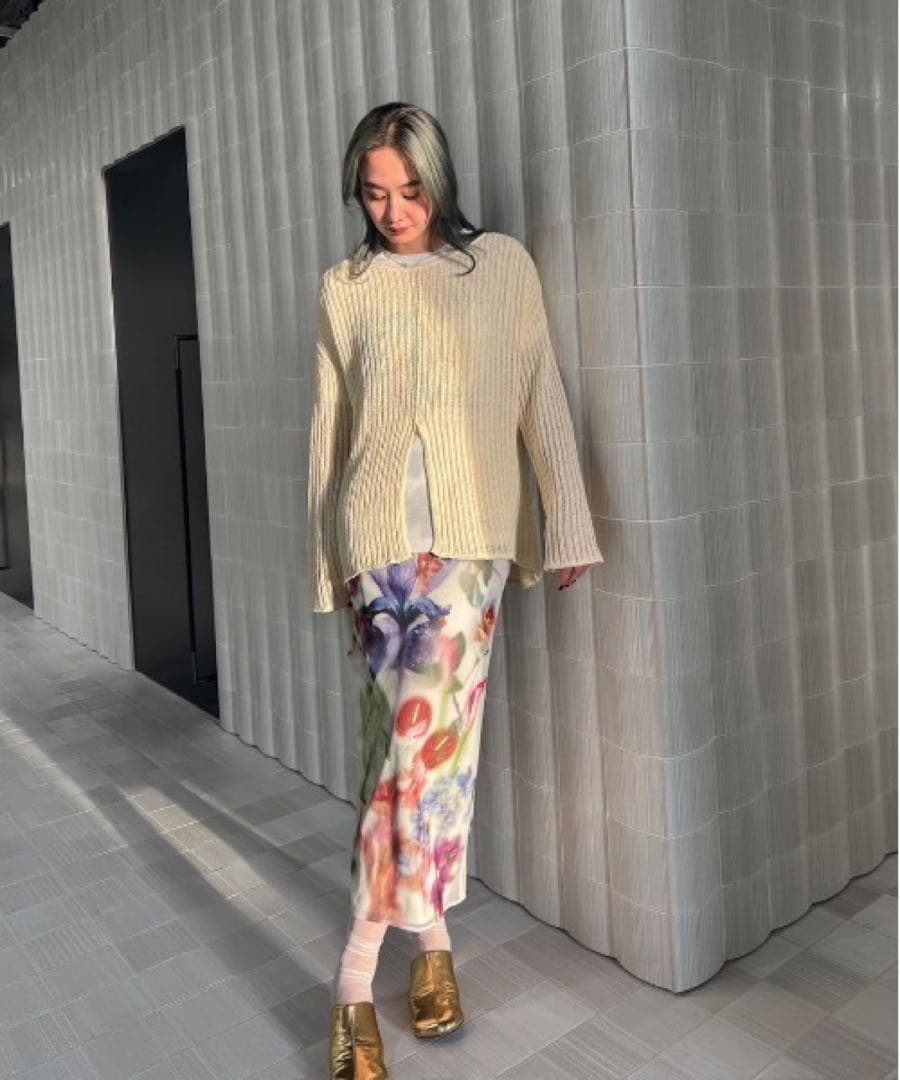 スカート Ameri SMOKE FLOWER SHEER TIGHT SKIRT