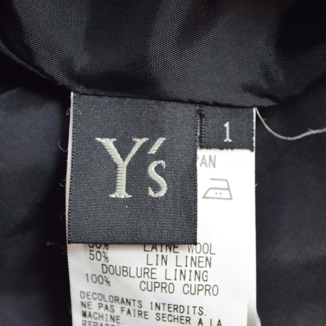 【美品】Y'sワイズ ウールリネン ピンストライプアシンメトリーポケットスカート