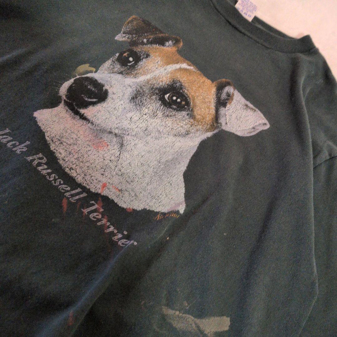 90s ヴィンテージ　ジャックラッセルテリア　犬　Tシャツ　深緑　XL