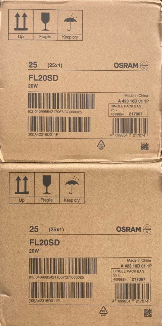 OSRAM 直管蛍光灯 スタータ形蛍光灯20形 昼光色 FL20SD 50本