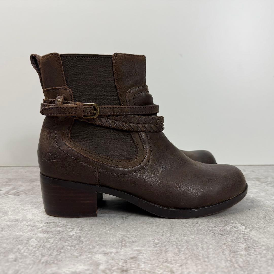 美品 UGG アグ KRENE ANKLE アンクルブーツ レザー 茶色