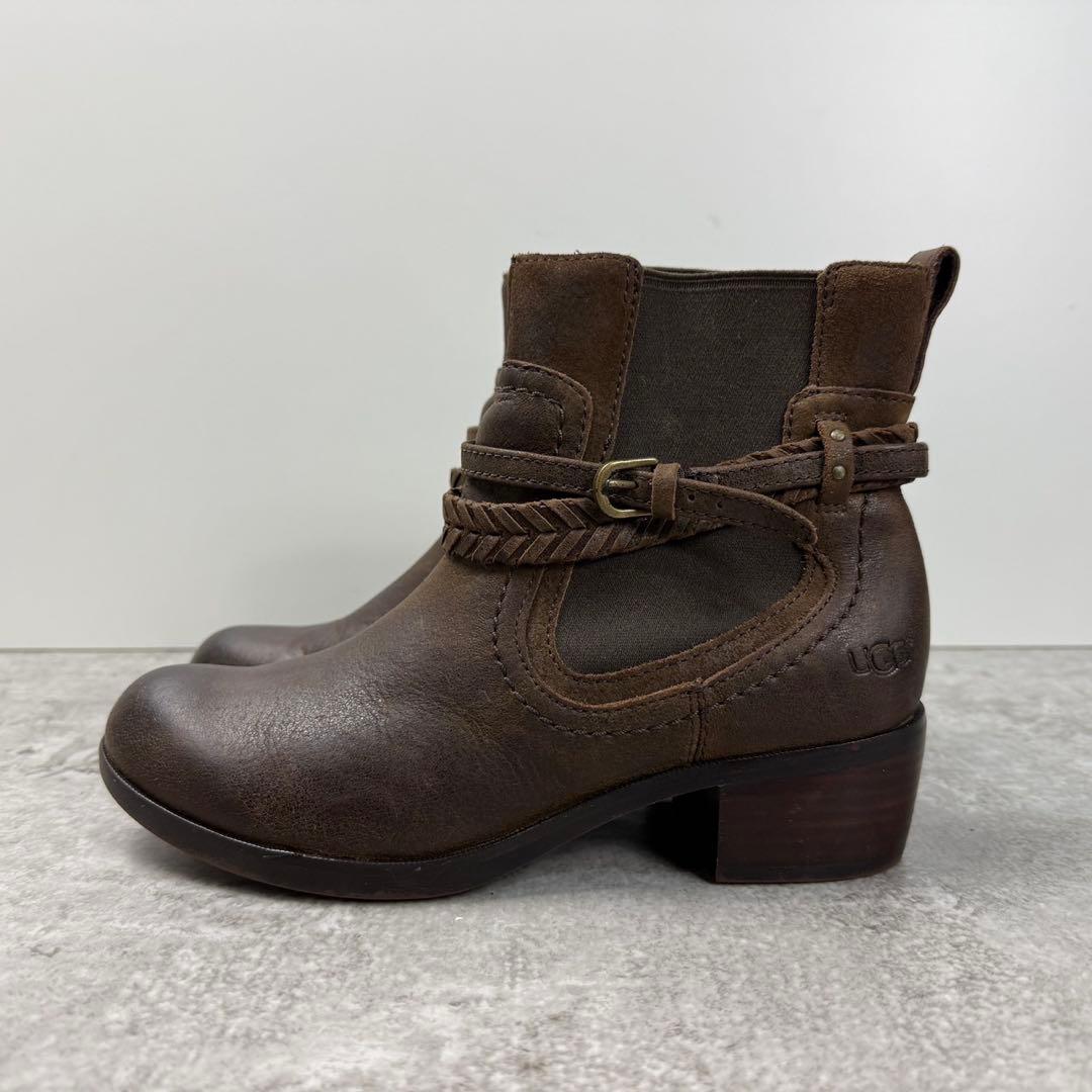 美品 UGG アグ KRENE ANKLE アンクルブーツ レザー 茶色