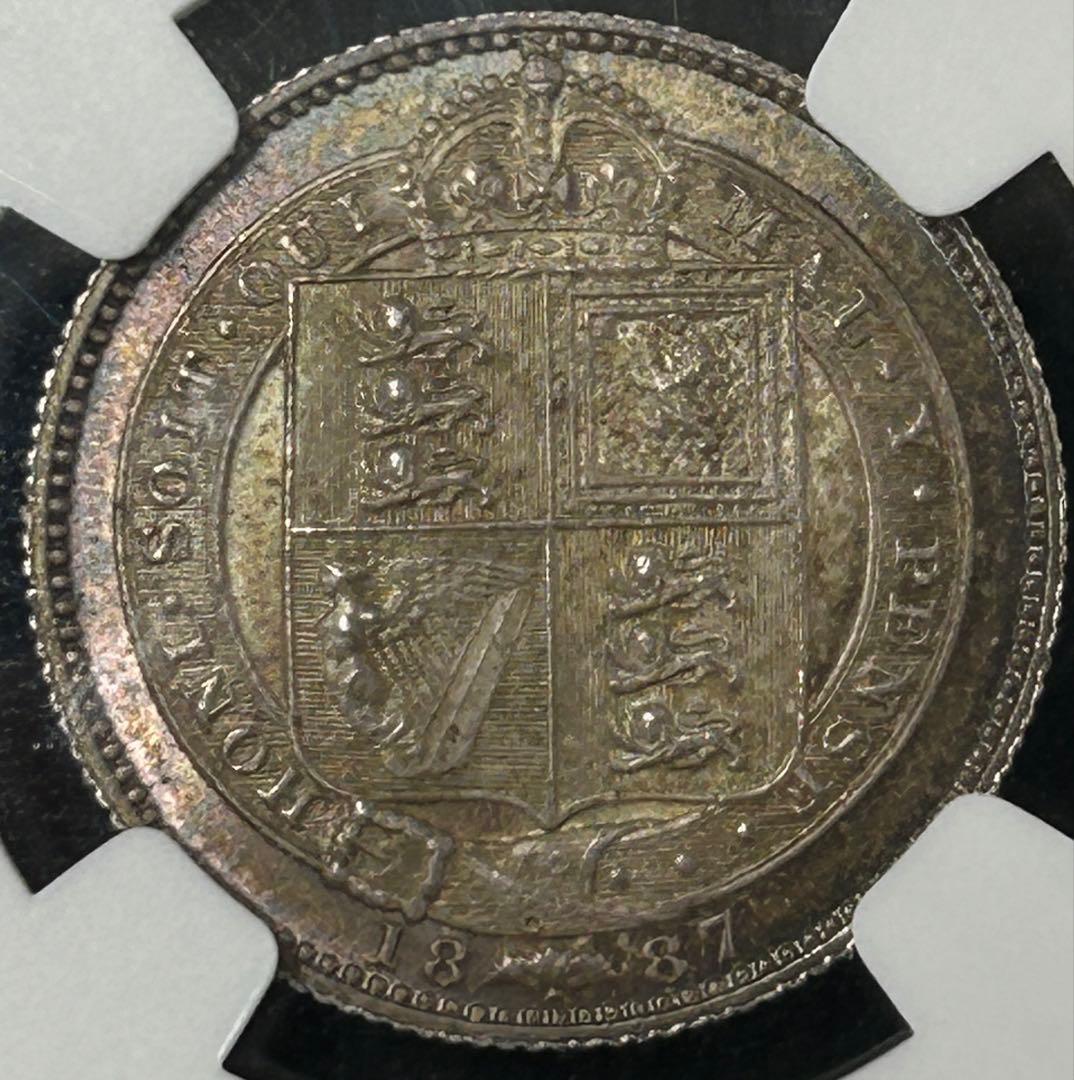 1887年　イギリス　1シリング銀貨　 【NGC MS63】　世界