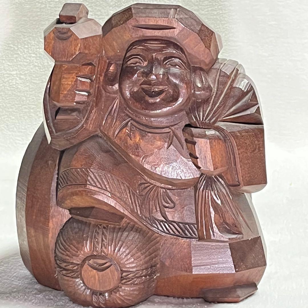 大黒天様/恵比寿様/藤孝作/木彫/置物/彫刻/一刀彫/木製 /福の神/縁起物